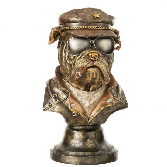 J Line Bulldog C Cigarette Polyresin Antique Brown.