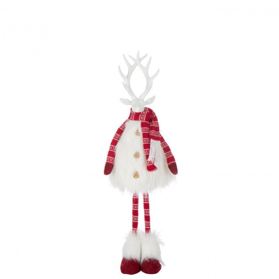 J Line Deer Fur Scarf Polyester White Christmas Red Medium deer.