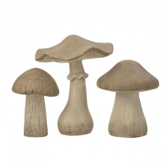 J Line Set Of 3 Mushroom Matt Magnesium Grey mushrooms.