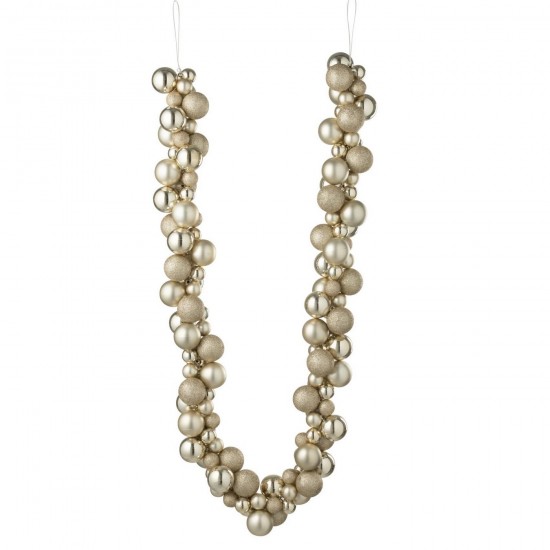 J Line Garland Christmas Baubles Plastic Light Beige garlands hanging.