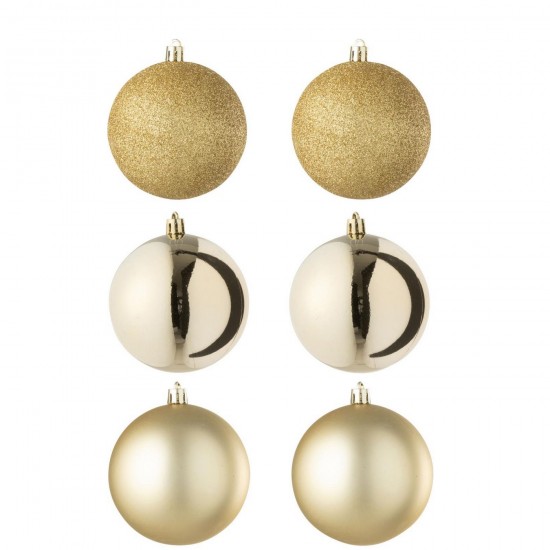Jline Dose Von 6 Weihnachtskugel Plastik Goldfarben weihnachtskugeln christbaumkugeln.