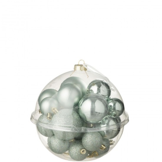 J Line Box Of 24 Christmas Bauble Plastic Mint Green box of baubles.
