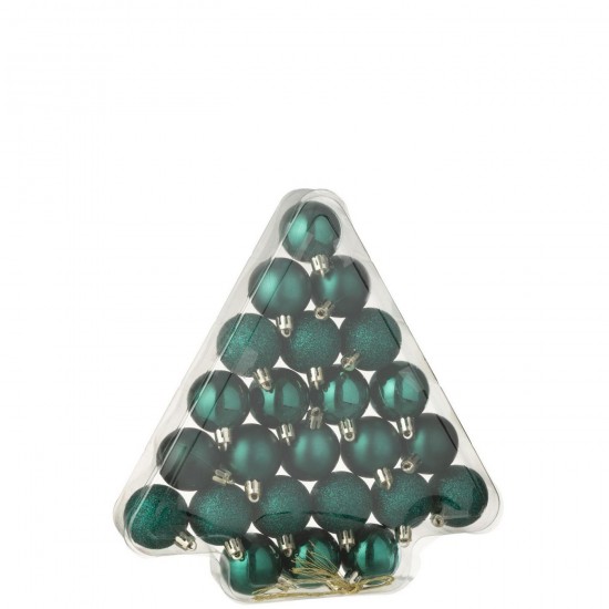 J Line Box Of 24 Christmas Bauble Plastic Dark Green box of baubles.