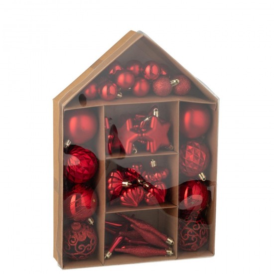 J Line Box Of 50 Christmas Bauble Plastic Christmas Red box of baubles.