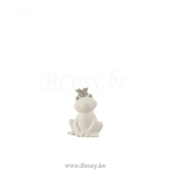 J Line Jline Frog Crown Porcelain White Silver Small frogs