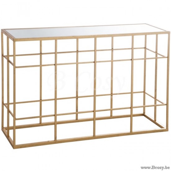 J Line Jline Console Sbarre Metallo Vetro Oro Consola Barrotes Metal Cristal Oro