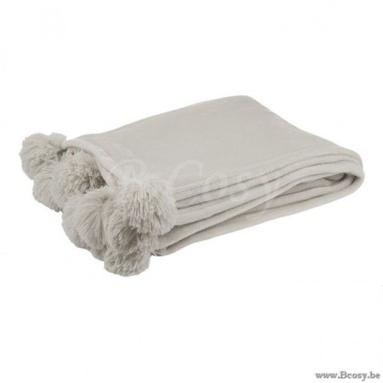 Jline 77489 plaid pompons grijs grey j line Textiel Textile Textiles Textilien Textil Tessile TEXTIEL Plaids