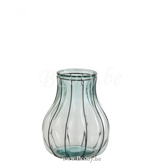 J Line Jline Vase Fusion Glass Metal Blue Small