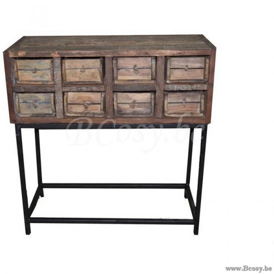 Jline 89000 klassieke console 8 laden brut hout j line Meubels Meubles Furniture Möbel Muebles Mobili MEUBELEN Consoles