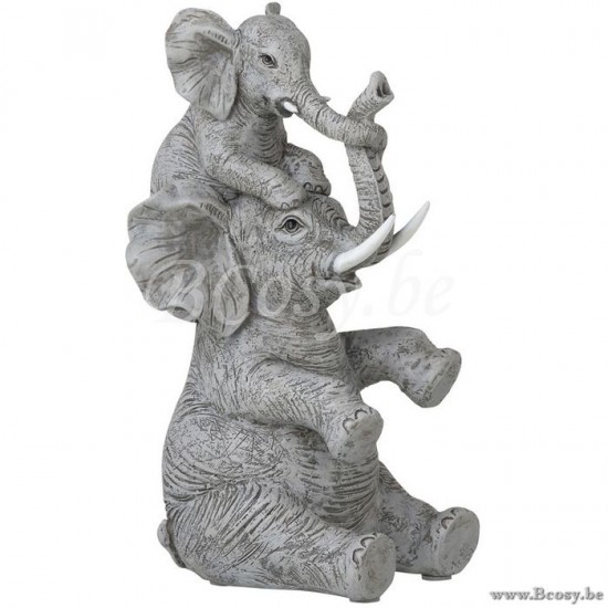 J Line Jline Elephant With Child On Back Poly Grey figures statues