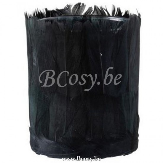 J Line 97461 T Lichthouder Veren Glas Zwart Small 9H T theelichten theelichthouders