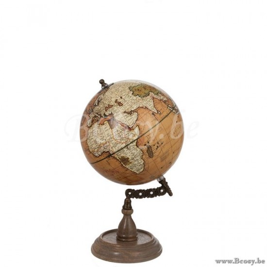 J Line Jline Globe On Foot Wood Rust Natural Medium globes on foot