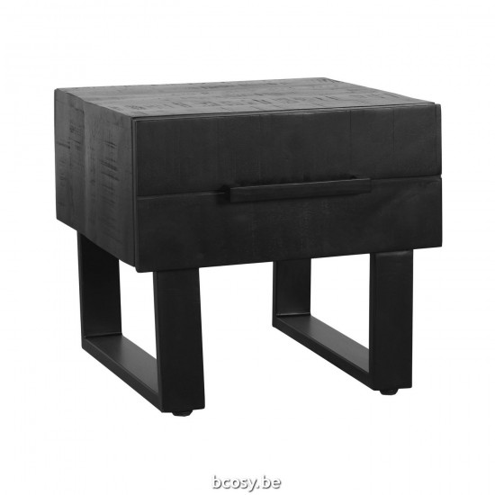 LABEL51 Salontafel Santos - Zwart - Mangohout - 50 cm.