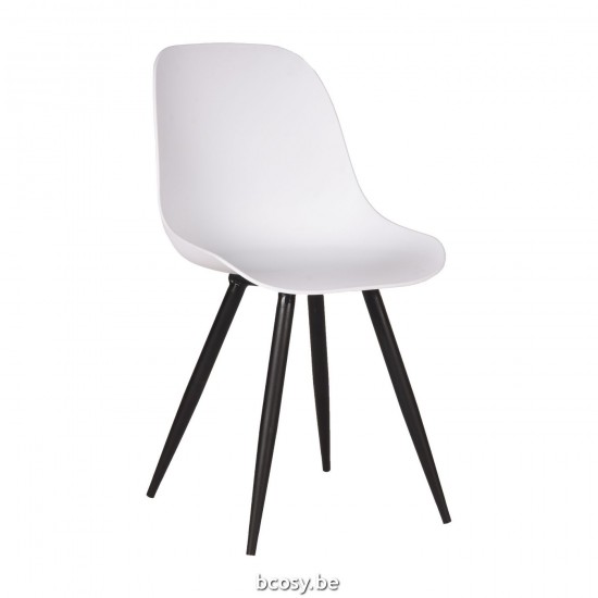 LABEL51 Eetkamerstoel Monza Wit PP Zwart Metalen Frame.