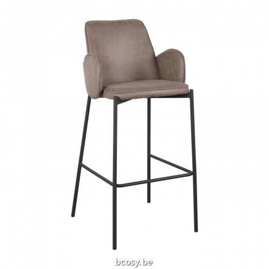 LABEL51 Barkruk Joni Taupe Micro Suede Hoog.