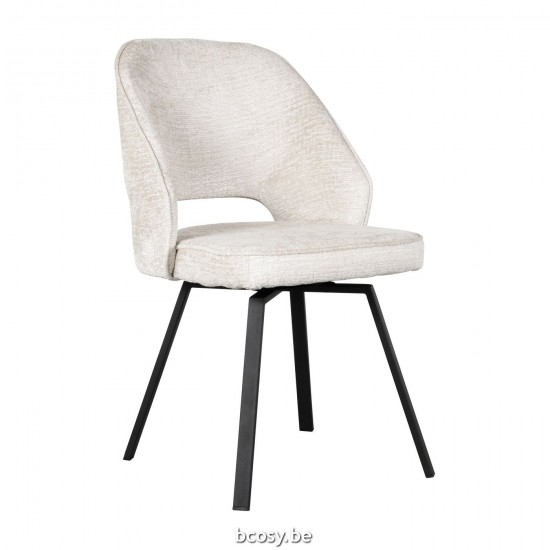 LABEL51 Eetkamerstoel Lewis Creme Elegance Zwart Metalen Frame.