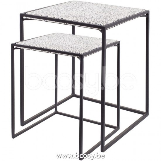 Lifestyle QUADRATISCHER COUCHTISCH SET/2 TABIA SCHWARZ/WEISS