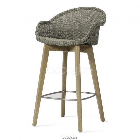 Vincent Sheppard Avril Halfhoge Barstoel Natuur eiken Hout frame Pebble Lloyd Loom.