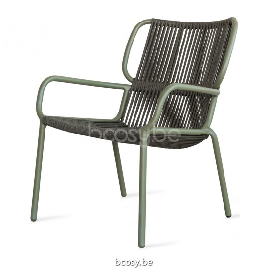 Vincent Sheppard Ribbon Lounge Stoel Moss Aluminium frame Donkergroen Touw Polypropyleen.