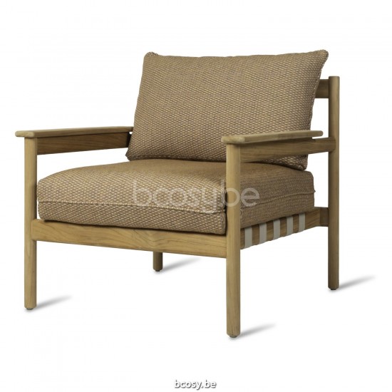 Vincent Sheppard Oda Loungesets 1zit Onbehandeld teakhout frame Flax Stoffen Band Polypropyleen.