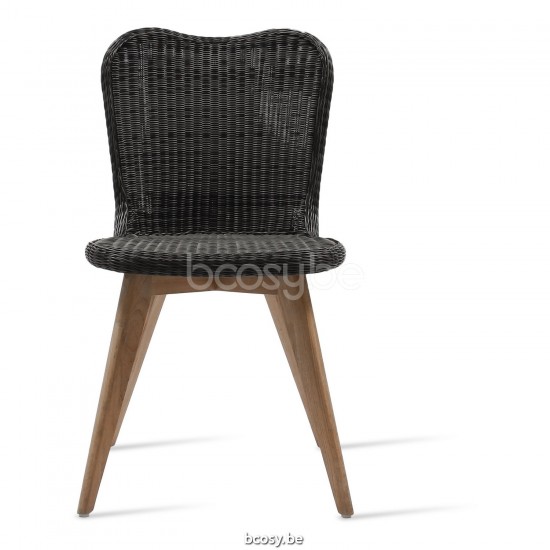 Vincent Sheppard Lena Tuinstoelen Onbehandeld Teak Houten frame Zwart Wicker Polyethyleen.