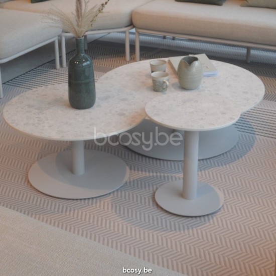 Vincent Sheppard Kodo tuinsalontafels bijzettafels koffietafels voor buiten terras Fossil Grey Aluminium frame Round.