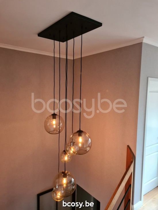 Marckdael pendel Seattle-Seatle Marckdael 4080-PL6-RECT-NE-GLOBE-TOPAZ-KL Contemporal zwart pendel H max 105cm VVD VDV Verlichting van Dijck.