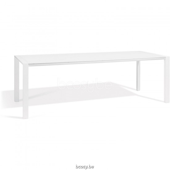 Diphano Selecta Gartentisch 226x90 Aluminium Weiß Gestell Tischplatte eingelegte Keramikplatte weiß 6 mm.