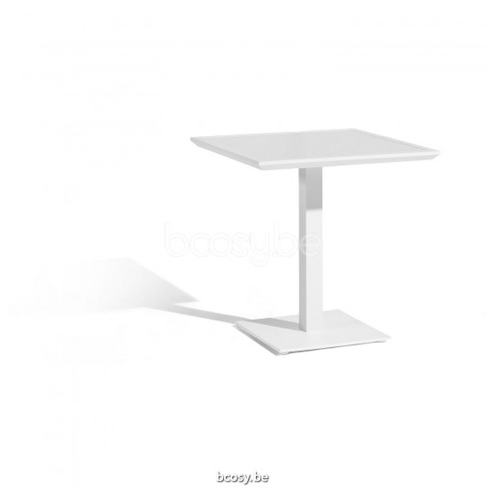 Diphano Selecta table bistro D (72x72) Cadre Aluminium blanc Dessus Céramique incrusté blanc 6 mm.