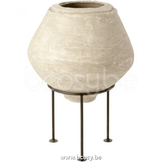 J Line Jline Topf Auf Fuß Chad Papier Mache Weiß