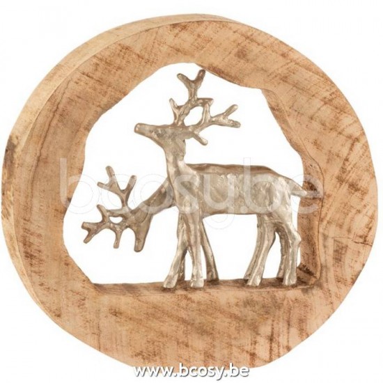 J Line Jline Figur Rentier Paar Aluminium Mangobaum Naturell Silber rentiere