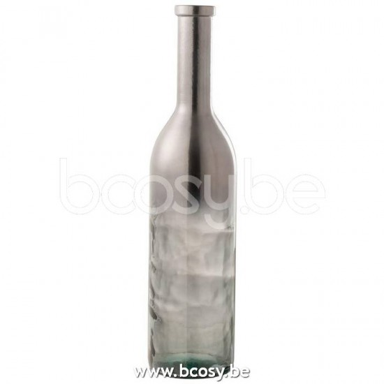 J Line Jline Vase Flasche Glas Metallisch Grau Medium vases
