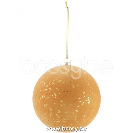 J Line Jline Weihnachtskugel Pünkte Plastik Velours Ocker Gold Large weihnachtskugeln christbaumkugeln