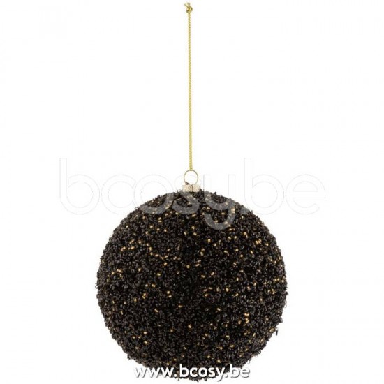 J Line Jline Weihnachtskugel Glänzend Plastik Schwarz Gold Medium weihnachtskugeln christbaumkugeln