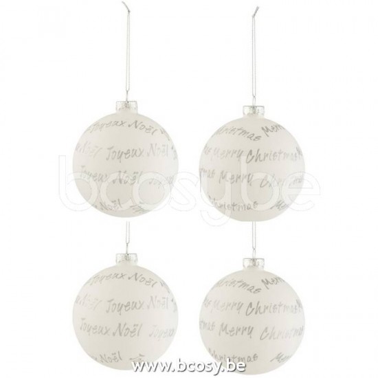 J Line Jline Dose Von 4 Weihnachtskugeln Xmas Noel Glas Weiß Silber Medium weihnachtskugeln christbaumkugeln