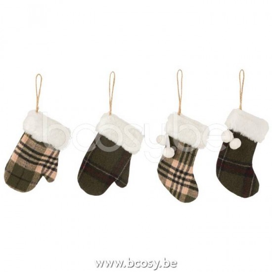 Jline Handschuh Weihnachtssocke Hängend Textil Quadrat Khaki Braun 4 Sortiert.