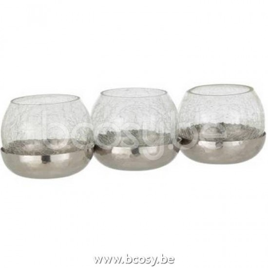 J Line Jline Porta T Light 3 Palle Screpolato Vetro Acciaio Inossidabile Argento Fotosforo 3 Bolas Craquelado Cristal Acero Inoxidable Plata