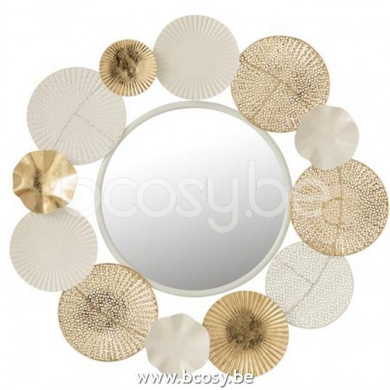 J Line Jline Specchio Rotondo Cerchi Metallo Bianco Oro Espejo Redondo Circulo Metal Blanco Oro