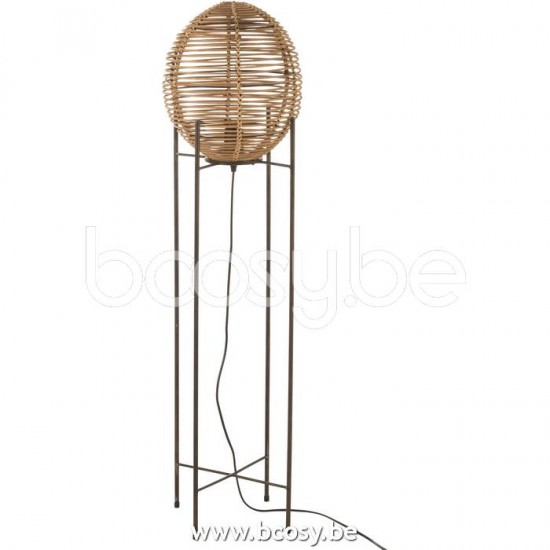 J Line Jline Lampada Da Terra Quadro Metallo Rattan Naturale Standing Lamp On Frame Metal Rattan Natural