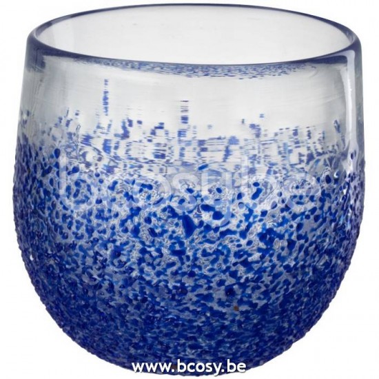 J Line Jline Porta T Light Vetro Blu Portavelas Vidrio Azul