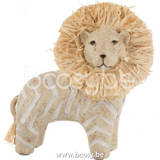 J Line Jline Löwe Poly Raphia Weiß Naturell Small Tiere