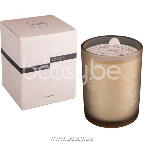J Line Jline Duftkerze Happy Faces Beige Large 70 Stunden aroma kerzen
