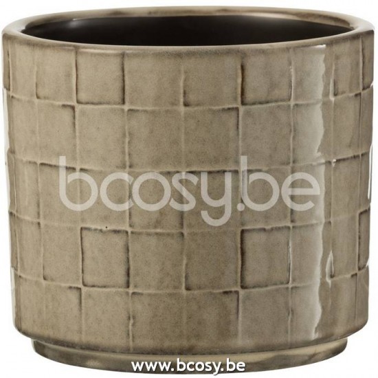 J Line Jline Übertopf Viereckig Keramik Beige Grau Small blumentopf blumentoepfe blumenhalter