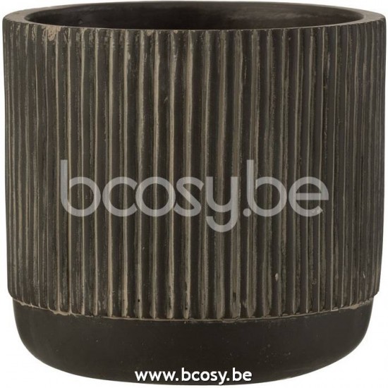 J Line Jline Übertopf Linien Keramik Schwarz Braun Medium blumentopf blumentoepfe blumenhalter