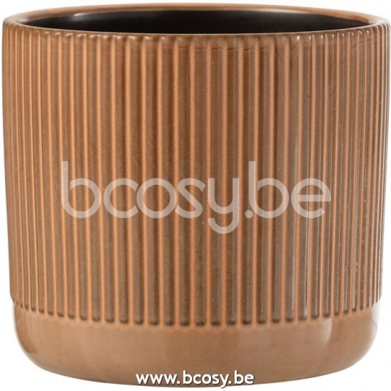 J Line Jline Portavasi Righe Ceramica Arancione Beige Large Tarro Linea Ceramico Naranja Beis Large