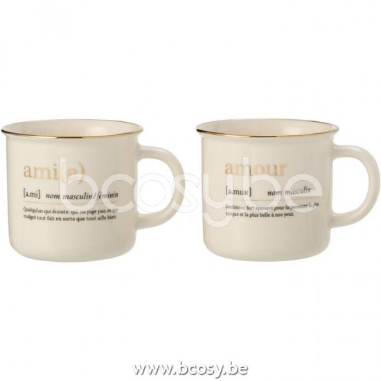 Jline Tasse Amour Ami Keramik Gold 2 Sortiert kaffeetassen.