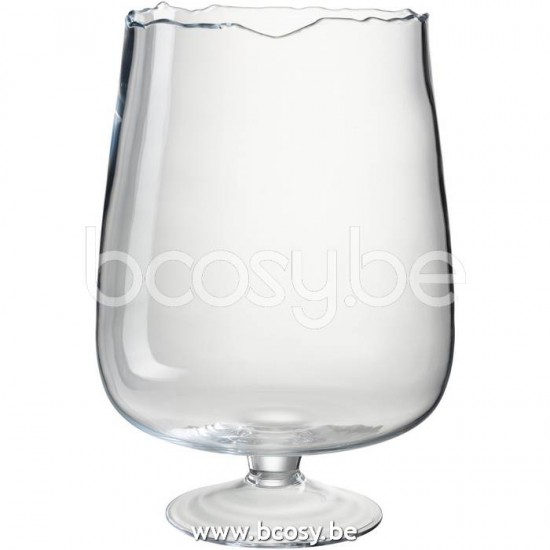 J Line Jline Windlicht Auf Fuß Unregelmäßiger Rand Glas Transparent Large lanternen