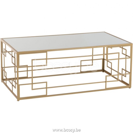 J Line 28700 Salontafel Lijnen Metaal Glas Goud L120xB66xH48 cm koffietafels salontafels