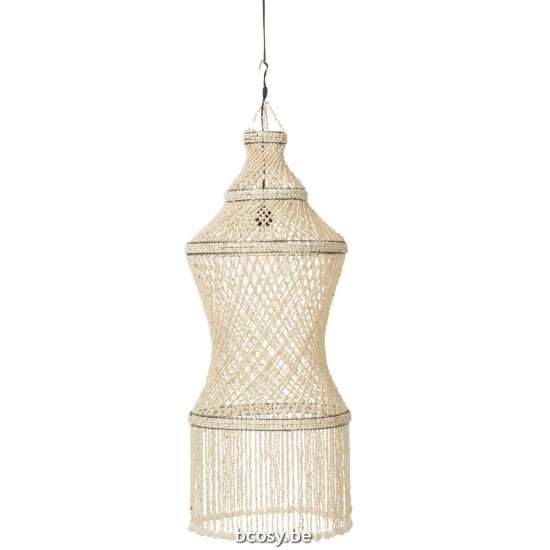 J Line Lampenkap Lisa Schelpen Naturel L51xB51xH128 cm hang pendellampen licht JO30999.