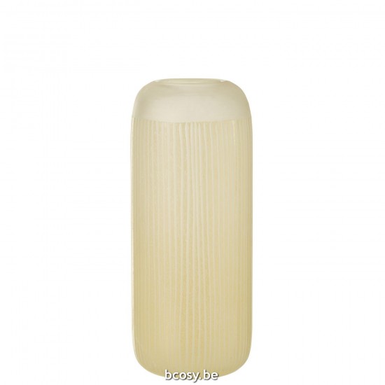 J Line Vaso Righe Vetro Giallo Chiaro Large Jarrón Líneas Vidrio Amarillo Claro Large.